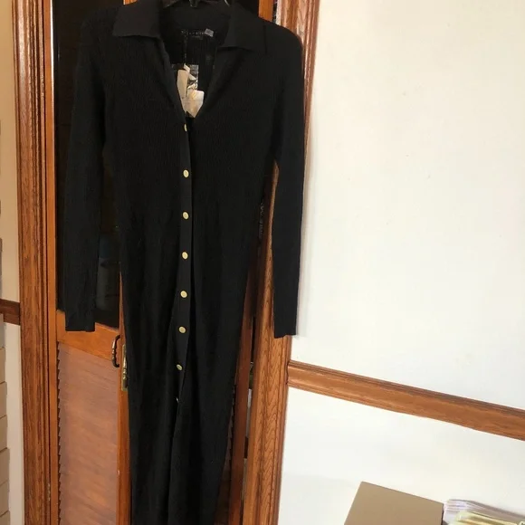 Alice + olivia Alcina ribbed wool blend button down polo midi dress - Picture 5 of 8